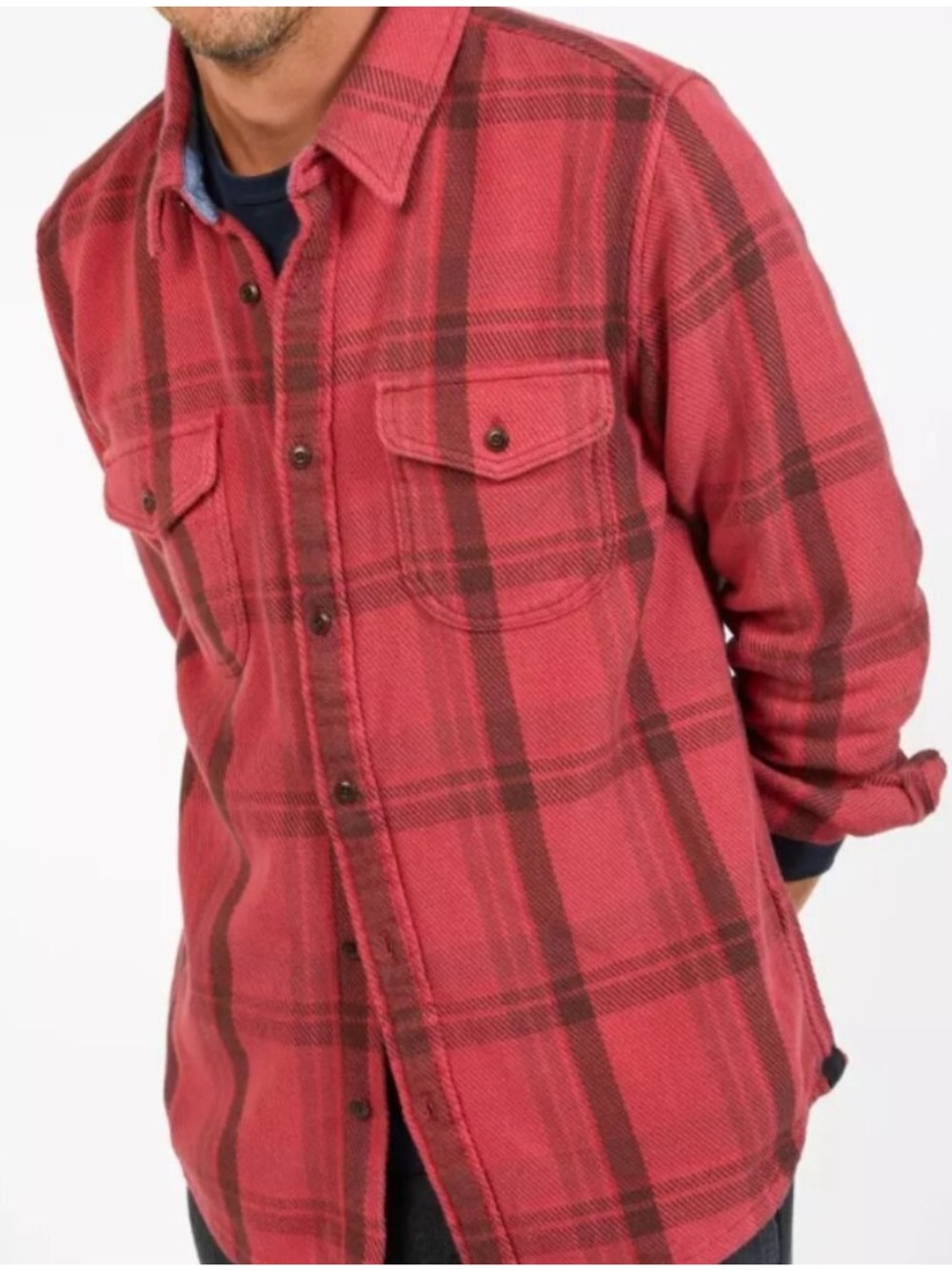 OuterKnown Men’s Blanket Shirt Plaid Red Cusco Flannel Shacket